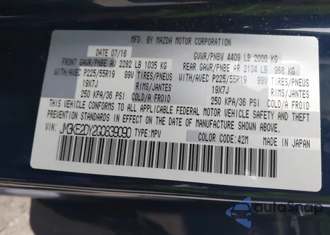 2016 Mazda Cx-5 Grand Touring z USA, uszkodzony, nr VIN JM3KE2DY2G0839090